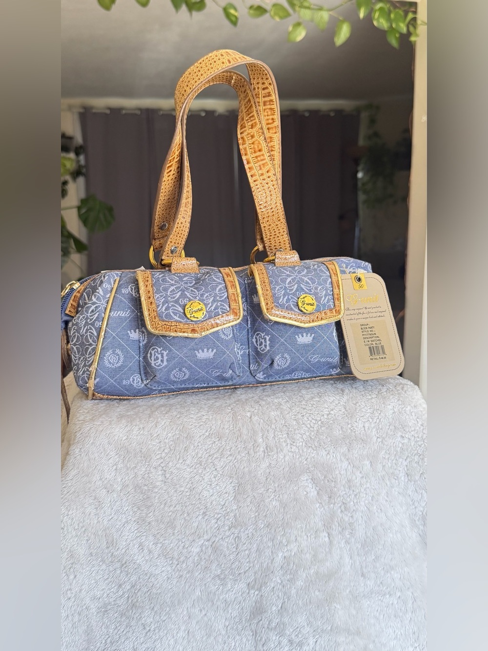 NEW Vintage Y2K G-Unit Denim Monogram Barrel Bag